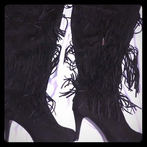 Thigh high vegan suede boots